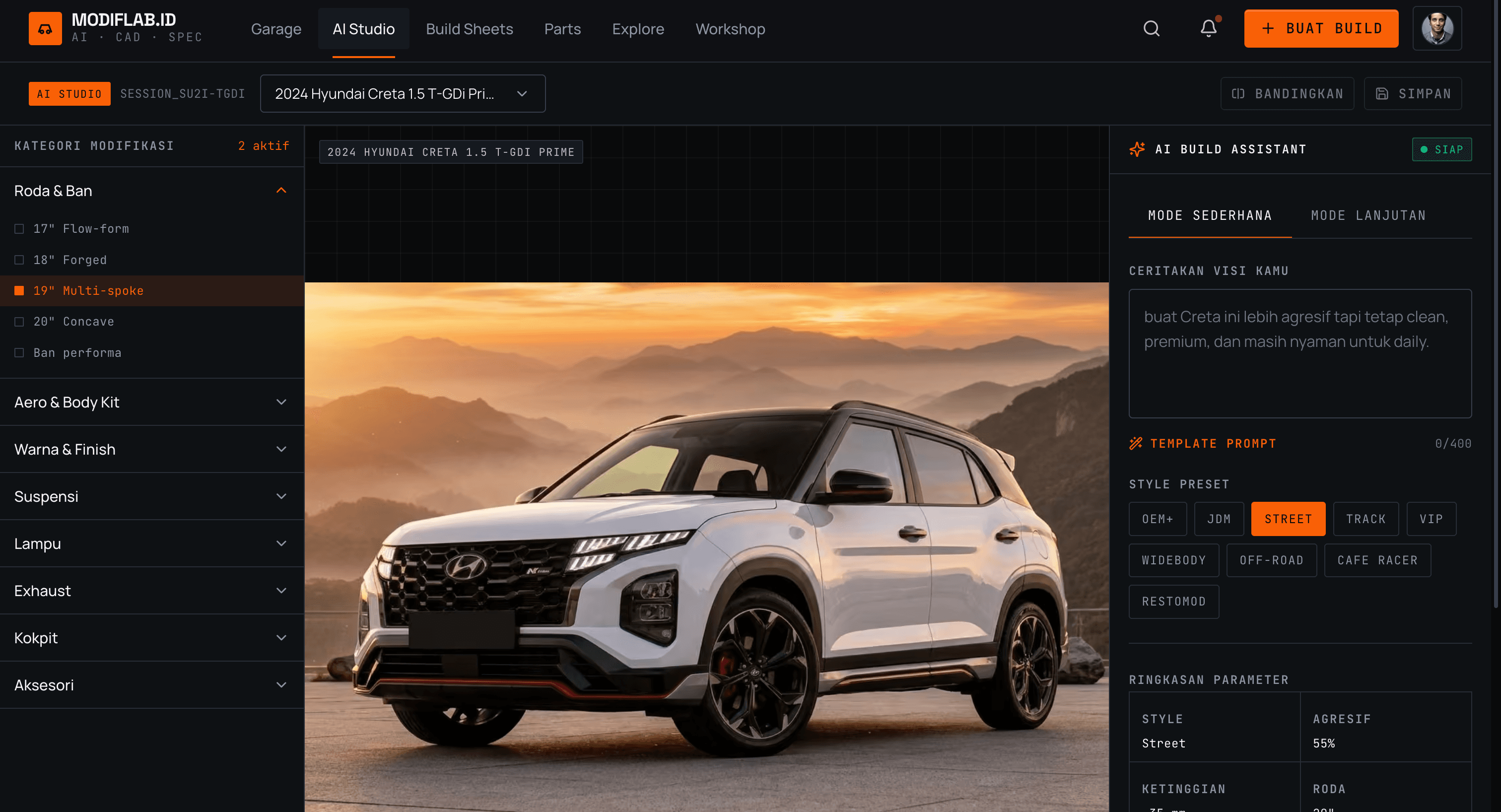 Render AI Hyundai Creta dengan aero kit, velg hitam, dan aksen merah